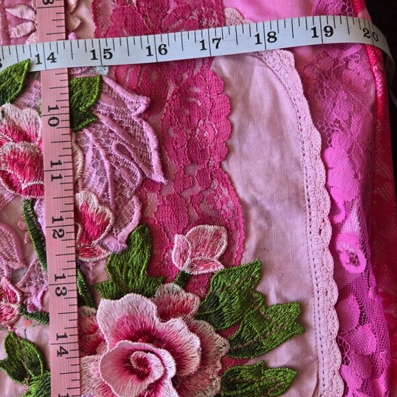 Romantic Vintage-Inspired Cherry Blossom Pink Skirt Embroidered Rose Skirt Retro - Picture 11 of 16